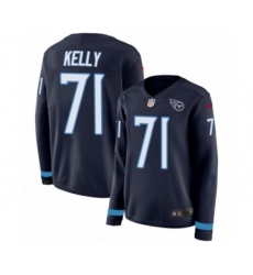 Women's Nike Tennessee Titans #71 Dennis Kelly Limited Navy Blue Therma Long Sleeve NFL Jersey