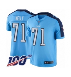 Youth Tennessee Titans #71 Dennis Kelly Limited Light Blue Rush Vapor Untouchable 100th Season Football Jersey