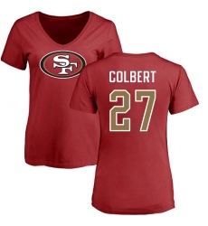 NFL Women's Nike San Francisco 49ers #27 Adrian Colbert Red Name & Number Logo T-Shirt