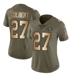 Women Nike San Francisco 49ers #27 Adrian Colbert Limited Olive Gold 2017 Salute to Service NFL Jersey