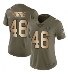 Women Nike San Francisco 49ers #46 Alfred Morris Limited Olive Gold 2017 Salute to Service NFL Jersey