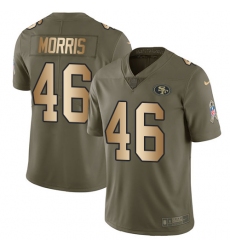 Youth Nike San Francisco 49ers #46 Alfred Morris Limited Olive Gold 2017 Salute to Service NFL Jersey