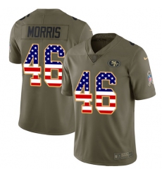 Youth Nike San Francisco 49ers #46 Alfred Morris Limited Olive USA Flag 2017 Salute to Service NFL Jersey