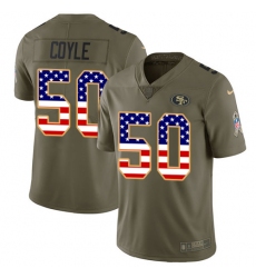 Men's Nike San Francisco 49ers #50 Brock Coyle Limited Olive USA Flag 2017 Salute to Service NFL Jersey