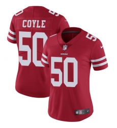 Women Nike San Francisco 49ers #50 Brock Coyle Red Team Color Vapor Untouchable Elite Player NFL Jersey