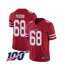 Men's San Francisco 49ers #68 Mike Person Red Team Color Vapor Untouchable Limited Player 100th Season Football Jersey