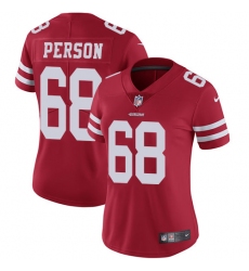Women Nike San Francisco 49ers #68 Mike Person Red Team Color Vapor Untouchable Elite Player NFL Jersey