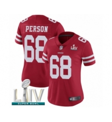 Women's San Francisco 49ers #68 Mike Person Red Team Color Vapor Untouchable Limited Player Super Bowl LIV Bound Football Jersey