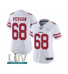 Women's San Francisco 49ers #68 Mike Person White Vapor Untouchable Limited Player Super Bowl LIV Bound Football Jersey