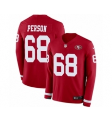 Youth Nike San Francisco 49ers #68 Mike Person Limited Red Therma Long Sleeve NFL Jersey