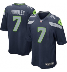 Men's Nike Seattle Seahawks #7 Brett Hundley Game Navy Blue Team Color NFL Jersey