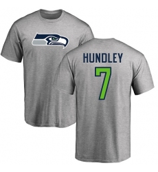 NFL Nike Seattle Seahawks #7 Brett Hundley Ash Name & Number Logo T-Shirt