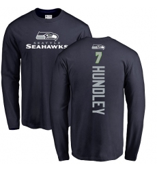 NFL Nike Seattle Seahawks #7 Brett Hundley Navy Blue Backer Long Sleeve T-Shirt