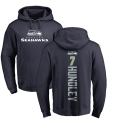 NFL Nike Seattle Seahawks #7 Brett Hundley Navy Blue Backer Pullover Hoodie