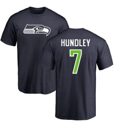 NFL Nike Seattle Seahawks #7 Brett Hundley Navy Blue Name & Number Logo T-Shirt