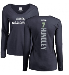 NFL Women's Nike Seattle Seahawks #7 Brett Hundley Navy Blue Backer Long Sleeve T-Shirt