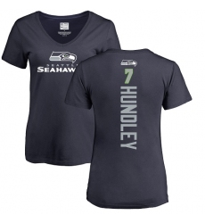 NFL Women's Nike Seattle Seahawks #7 Brett Hundley Navy Blue Backer T-Shirt