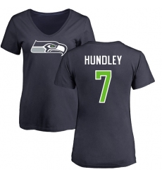 NFL Women's Nike Seattle Seahawks #7 Brett Hundley Navy Blue Name & Number Logo T-Shirt