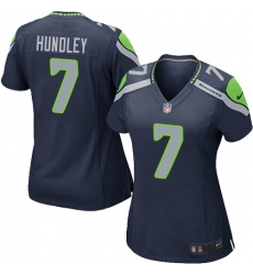 Women Nike Seattle Seahawks #7 Brett Hundley Game Navy Blue Team Color NFL Jersey