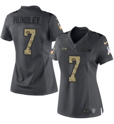 Women Nike Seattle Seahawks #7 Brett Hundley Limited Black 2016 Salute to Service NFL Jersey