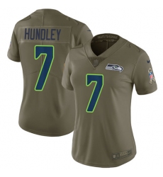 Women Nike Seattle Seahawks #7 Brett Hundley Limited Olive 2017 Salute to Service NFL Jersey