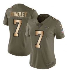 Women Nike Seattle Seahawks #7 Brett Hundley Limited Olive Gold 2017 Salute to Service NFL Jersey