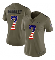 Women Nike Seattle Seahawks #7 Brett Hundley Limited Olive USA Flag 2017 Salute to Service NFL Jersey
