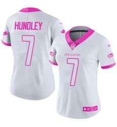 Women Nike Seattle Seahawks #7 Brett Hundley Limited White Pink Rush Fashion NFL Jersey
