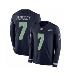Youth Nike Seattle Seahawks #7 Brett Hundley Limited Navy Blue Therma Long Sleeve NFL Jersey