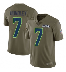 Youth Nike Seattle Seahawks #7 Brett Hundley Limited Olive 2017 Salute to Service NFL Jersey