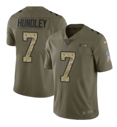 Youth Nike Seattle Seahawks #7 Brett Hundley Limited Olive Camo 2017 Salute to Service NFL Jersey