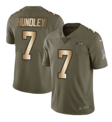 Youth Nike Seattle Seahawks #7 Brett Hundley Limited Olive Gold 2017 Salute to Service NFL Jersey