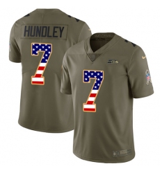 Youth Nike Seattle Seahawks #7 Brett Hundley Limited Olive USA Flag 2017 Salute to Service NFL Jersey