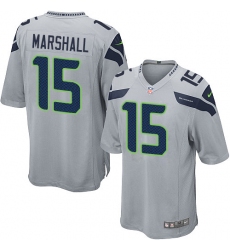 Men's Nike Seattle Seahawks #15 Brandon Marshall Game Grey Alternate NFL Jersey