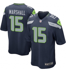 Men's Nike Seattle Seahawks #15 Brandon Marshall Game Navy Blue Team Color NFL Jersey