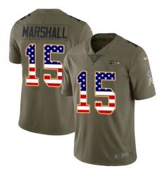 Men's Nike Seattle Seahawks #15 Brandon Marshall Limited Olive USA Flag 2017 Salute to Service NFL Jersey