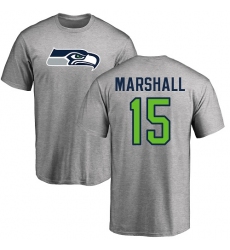 NFL Nike Seattle Seahawks #15 Brandon Marshall Ash Name & Number Logo T-Shirt