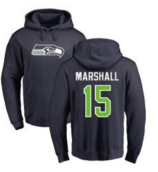 NFL Nike Seattle Seahawks #15 Brandon Marshall Navy Blue Name & Number Logo Pullover Hoodie
