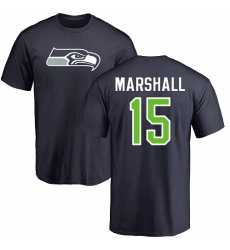 NFL Nike Seattle Seahawks #15 Brandon Marshall Navy Blue Name & Number Logo T-Shirt