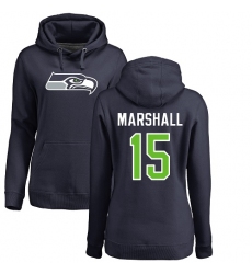 NFL Women's Nike Seattle Seahawks #15 Brandon Marshall Navy Blue Name & Number Logo Pullover Hoodie
