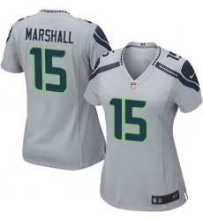 Women Nike Seattle Seahawks #15 Brandon Marshall Game Grey Alternate NFL Jersey