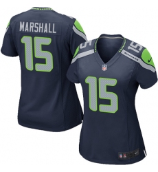 Women Nike Seattle Seahawks #15 Brandon Marshall Game Navy Blue Team Color NFL Jersey
