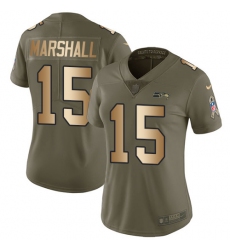 Women Nike Seattle Seahawks #15 Brandon Marshall Limited Olive Gold 2017 Salute to Service NFL Jersey