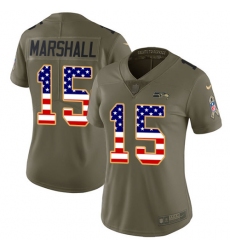 Women Nike Seattle Seahawks #15 Brandon Marshall Limited Olive USA Flag 2017 Salute to Service NFL Jersey