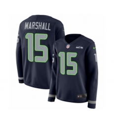 Women's Nike Seattle Seahawks #15 Brandon Marshall Limited Navy Blue Therma Long Sleeve NFL Jersey