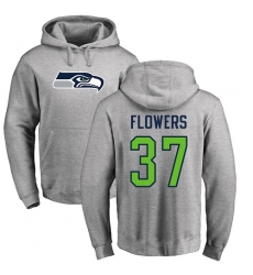 NFL Nike Seattle Seahawks #37 Tre Flowers Ash Name & Number Logo Pullover Hoodie