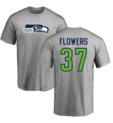 NFL Nike Seattle Seahawks #37 Tre Flowers Ash Name & Number Logo T-Shirt