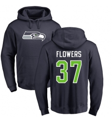 NFL Nike Seattle Seahawks #37 Tre Flowers Navy Blue Name & Number Logo Pullover Hoodie