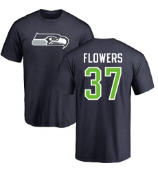 NFL Nike Seattle Seahawks #37 Tre Flowers Navy Blue Name & Number Logo T-Shirt