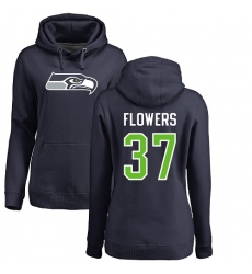 NFL Women's Nike Seattle Seahawks #37 Tre Flowers Navy Blue Name & Number Logo Pullover Hoodie